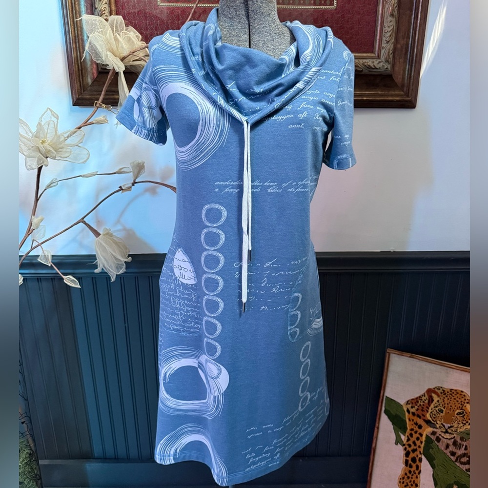 Artex Fashions Drawstring Cowl Neck Art To Wear Dress ~ Size XS 💛🍄